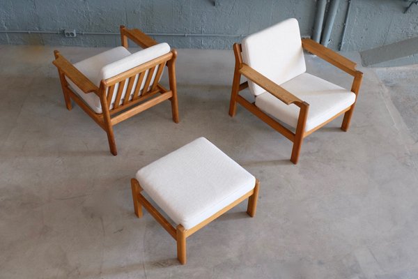 Set of Model 227 Easy Chairs with Footstool by Borge Mogensen for