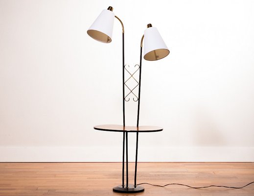 Metal Brass Side Table Floor Lamp 1950s For Sale At Pamono