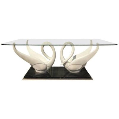 Mid Century White Composite Swans Gl Top Coffee Table From Maison Jansen Mid Century White Composite Swans Gl Top Coffee Table From Maison Jansen