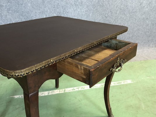 Antique Walnut Desk With Imitation, Antique Leather Top Coffee Table