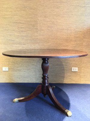 Vintage Wooden Round Dining Table With Brlion Feet 1940s 1 Vintage Wooden Round Dining Table With Brlion Feet 1940s 1