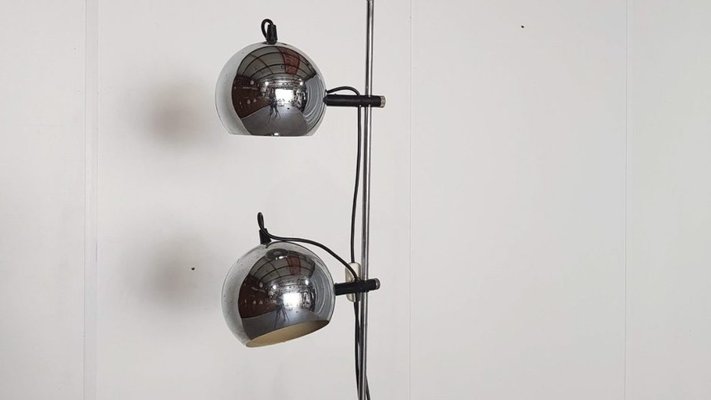 Mid-Century Dutch Chrome Globe Floor Lamp