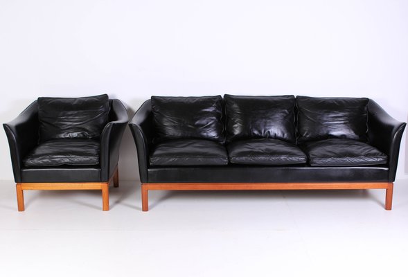 Mid Century Danish Leather Sofa Lounge Chair