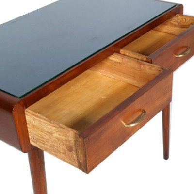 Vintage Dressing Table With Mirror And Lacquered Glass Top For Mirror And Lacquered Glass Top