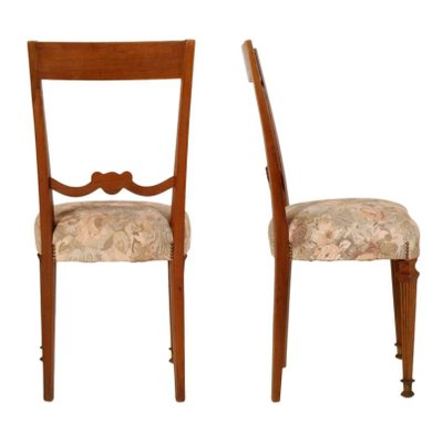 Italian Neoclassical Blond Walnut, Walnut Dining Chairs Set Of 6
