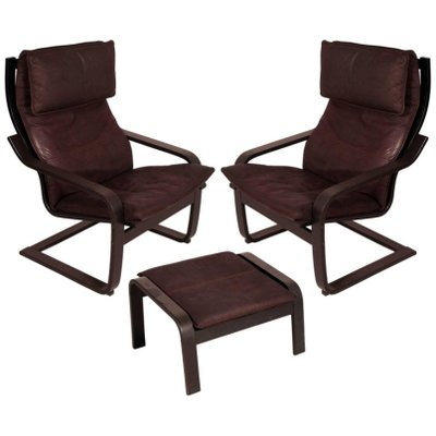 Set Di Due Poltrone Cantilever Con Poggiapiedi Modello Poang Di