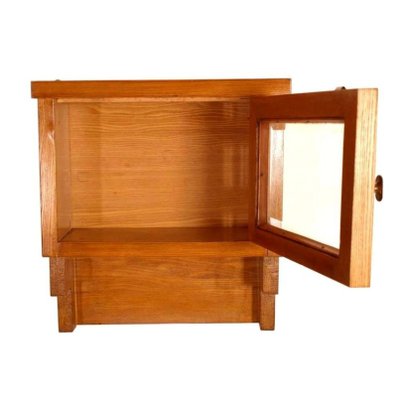 Small Art Deco Beveled Crystal Oak, Small Wooden Wall Display Cabinets