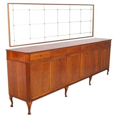 Vintage Mirrored Credenza By Osvaldo Borsani Luigi Brusotti For
