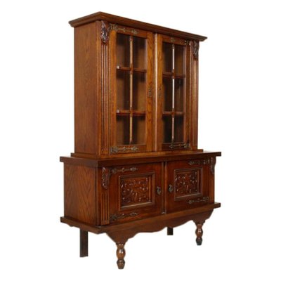 Vintage Spanish Carved Oak Display Cabinet for sale at Pamono