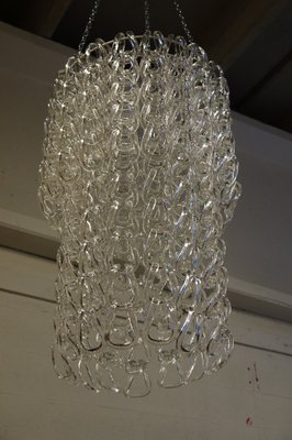 Large Vintage Chandelier With Glass Hooks