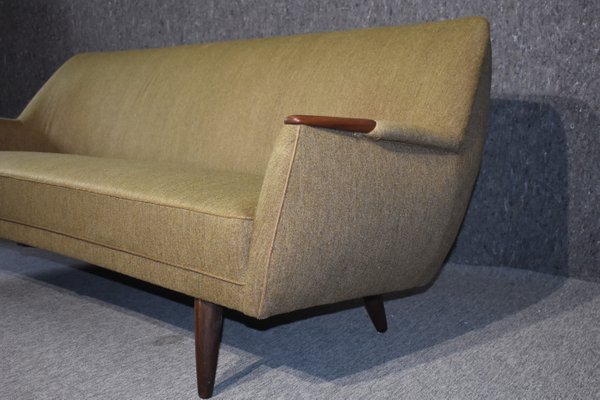 Mid Century Modern Danish Sofa In Green Wool And Teak 1960s