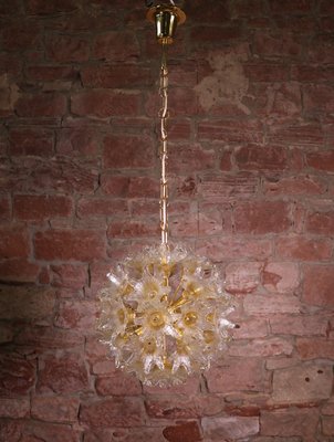 Murano Glass Brass Sunburst Flower Chandelier By Venini For