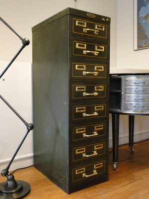 Vintage Industrial 8 Drawer Filing Cabinet From Strafor For Sale