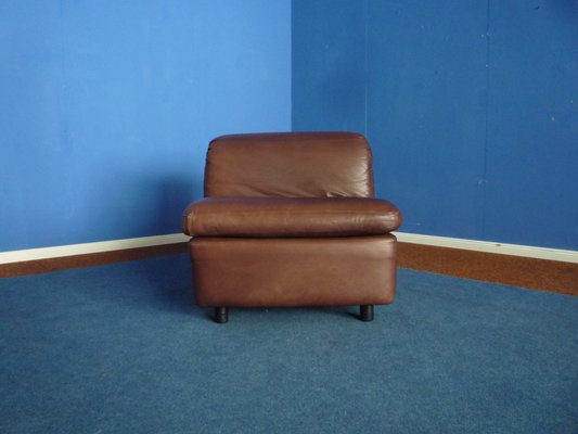 Leather Club Chair & Footstool from Rolf Benz, 1970s Leather Club Chair & Footstool from Rolf Benz, 1970s