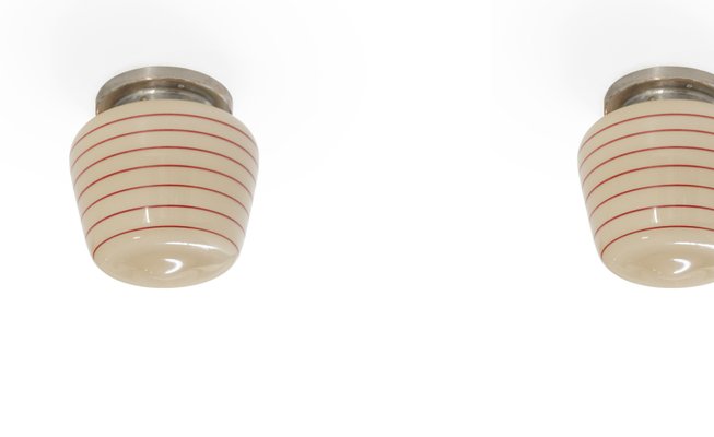Functionalist Flush Mount Ceiling Lights 1950s Set Of 2 For Sale