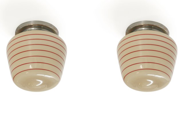 Functionalist Flush Mount Ceiling Lights 1950s Set Of 2