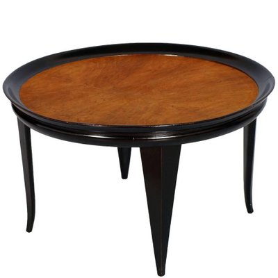 Art Deco Round Walnut Coffee Table, Round Walnut Wood Coffee Table