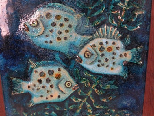 Large Ceramic Fish Wall Plate from Karlsruher Majolika, 1950s for 