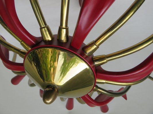 Bakelite Cast Aluminum Flower Petal Ceiling Light 1950s For