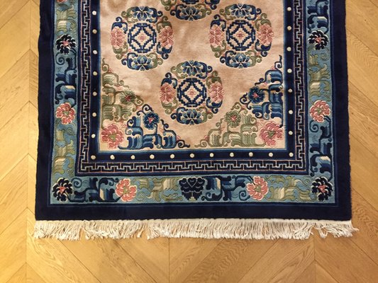 Tapis Rose Vintage Avec Fleurs Lotus Chine 1970s