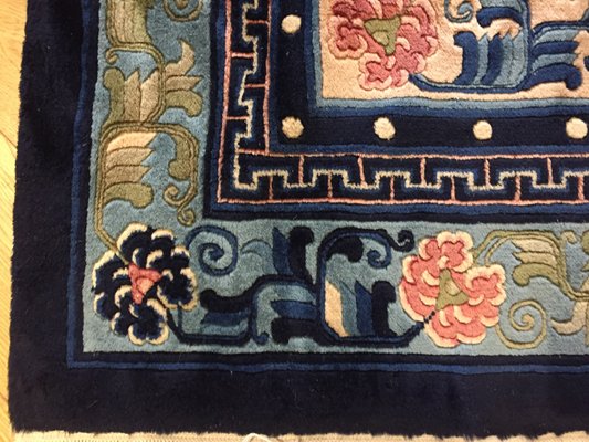 Tapis Rose Vintage Avec Fleurs Lotus Chine 1970s