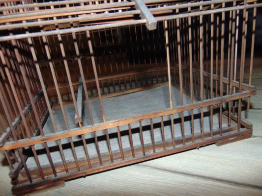 Cage à Oiseaux Art Déco En Bois