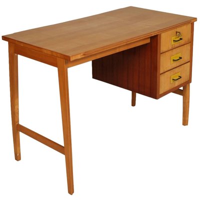 Mid Century Modern Desk In Beech Maple And Mahogany For Sale At