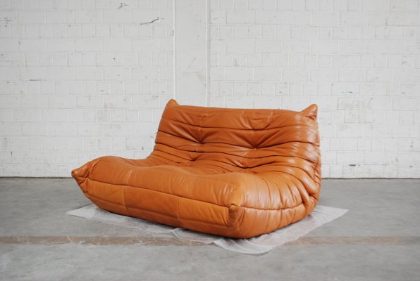 Togo Sofa In Cognac Leather By Michel Ducaroy For Ligne Roset Togo Sofa In Cognac Leather By Michel