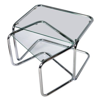 Mid Century Modern Crystal and Chrome Nesting Tables Set of 2