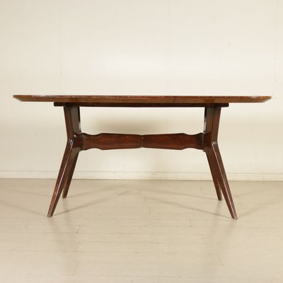 Vintage Italian Stained Wood Retro Treated Glass Dining Table