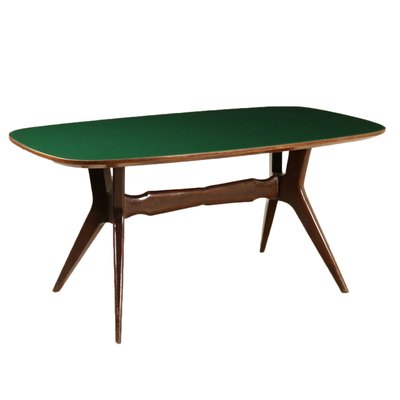 Mesa de comedor italiana vintage de madera teñida y vidrio retro en ... Mesa de comedor italiana vintage de madera teñida y vidrio retro en ...