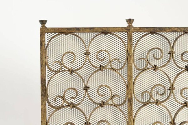 Gold Gilded Wrought Iron Fireplace Screen 1950s For Sale At Pamono