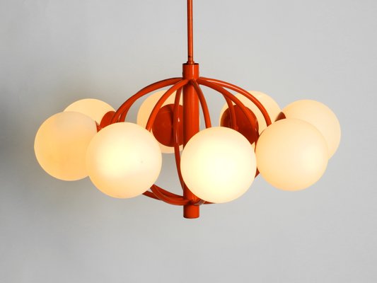 Orangefarbene Space Age Lampe Mit 8 Opalglas Schirmen Von Kaiser Idell 1960er