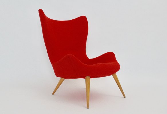 Mid Century Modern Red Lounge Chair 1950s for sale at Pamono