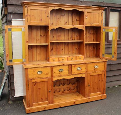 Vintage Large Pine Dresser With Rack Spice Drawers Cupboards