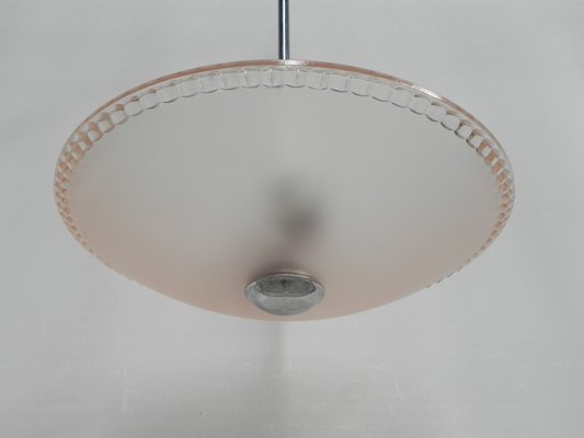 Art Deco Ceiling Lamp With Pink Glass, Pink Art Deco Ceiling Light Fixtures