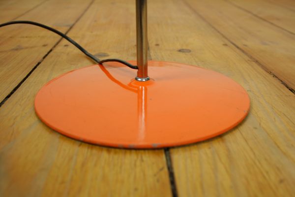 Mid Century Minimalist Orange Chrome Floor Lamp