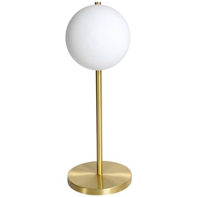 Satin Brass Table Lamp With Round White, Round Table Lamp
