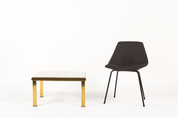 Brass Coffee Table With Carrara Marble Top 1950s