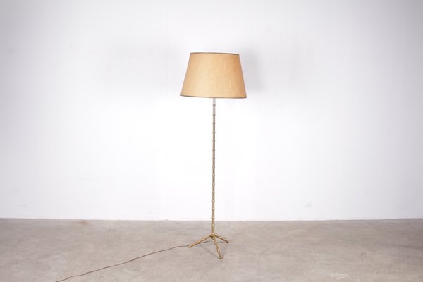 Vintage Tripod Faux Bamboo Brass Floor, Brass Floor Lamp With Table