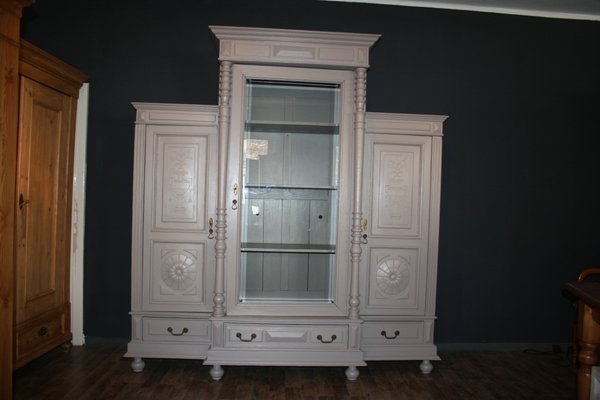 Large Antique 3 Part Display Cabinet In Taupe For At Pamono Large Antique 3 Part Display Cabinet In Taupe 1