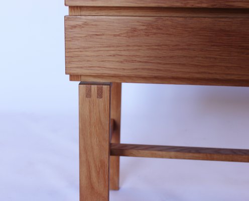 Small Oak Chest Of Drawers With Leather Handles From Froseke