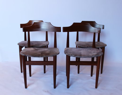 Dining Chairs In Rosewood And Grey Fabric By Hans Olsen 1960s Rosewood And Grey Fabric By Hans Olsen