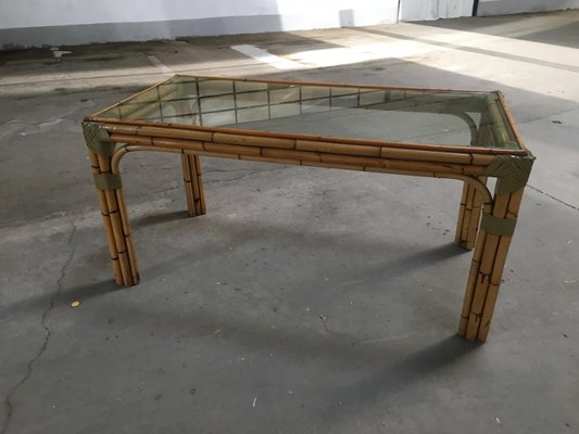 Italian Bamboo Glass Dining Table 1960s For Sale At Pamono