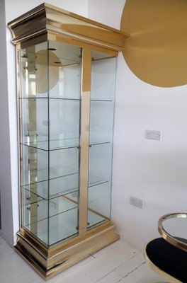 Vintage Large Br Gl Display Cabinet From Mastercraft For Vintage Large Br Gl Display Cabinet From Mastercraft 1
