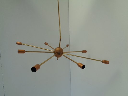 Mid Century Space Age Italian Brass Ceiling Lamp 1950s For Sale