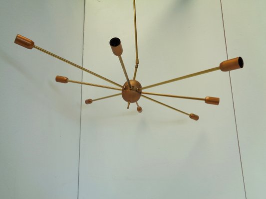 Mid Century Space Age Italian Brass Ceiling Lamp 1950s For Sale