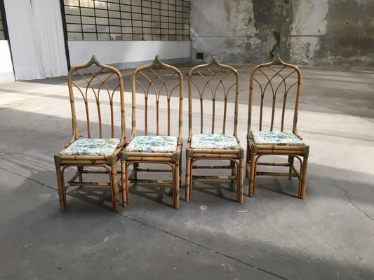 Mid Century Modern Italian Bamboo Chairs 1960s Set Of 4 For Sale