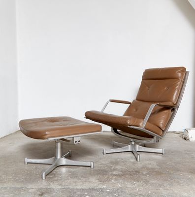 Vintage Fk 85 Lounge Chair Ottoman By Jørgen Kastholm Preben Fabricius For Kill International