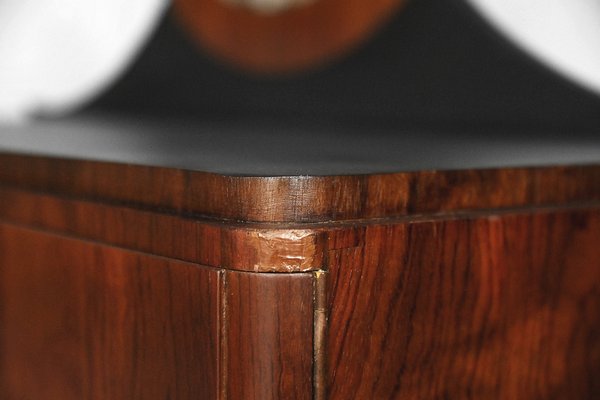 Modern Art Deco Walnut Dressing Table With Round Mirror 1950s For